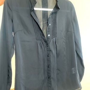 UNI QLO Sheer Black Top with buttons